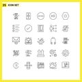 Set of 25 Modern UI Icons Symbols Signs for basic, multimedia, wedding, backward, arrow
