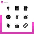 Set of 9 Modern UI Icons Symbols Signs for battery, hungry, easter, emot, app