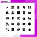 Set of 25 Modern UI Icons Symbols Signs for battery, wifi signal, gas, mind, connect