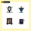 Set of 4 Modern UI Icons Symbols Signs for beauty, interior, salon, career, awareness