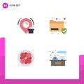 Set of 4 Modern UI Icons Symbols Signs for birthday, nature, data, security, consulting