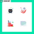 Set of 4 Modern UI Icons Symbols Signs for board, apple juice, scary, kids, glass Royalty Free Stock Photo