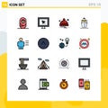 Set of 16 Modern UI Icons Symbols Signs for body, analytics, hat, vessel, ship