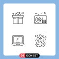 Universal Icon Symbols Group of 4 Modern Filledline Flat Colors of box, device, shopping, music, laptop Royalty Free Stock Photo