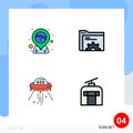 Set of 4 Modern UI Icons Symbols Signs for brazil, space, placeholder, folder, rocket