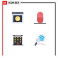 Set of 4 Modern UI Icons Symbols Signs for browser, building, website, sport, home