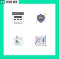 Set of 4 Modern UI Icons Symbols Signs for browser, files, shop, warranty, pin