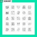 Set of 25 Modern UI Icons Symbols Signs for bus, robot, heart, medicine, future