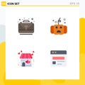 4 User Interface Flat Icon Pack of modern Signs and Symbols of business, love, bag, halloween, store