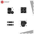 Modern Set of 4 Solid Glyphs and symbols such as canned, easter, back to school, formula, jag