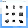 Set of 9 Modern UI Icons Symbols Signs for card, user, robotic, id, tramway