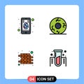Set of 4 Modern UI Icons Symbols Signs for cell, construction, mobile, halloween, chemistry