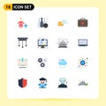 Set of 16 Modern UI Icons Symbols Signs for chandelier, healthcare, sport, bag, message