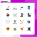 Set of 16 Modern UI Icons Symbols Signs for chart, dustbin, hand, container, bin