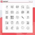 Set of 25 Modern UI Icons Symbols Signs for church, building, eco, scroll, computer