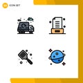 Set of 4 Modern UI Icons Symbols Signs for city, baking, truck, note, flipper