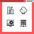 Set of 4 Modern UI Icons Symbols Signs for city, develop, night, food, error