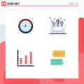 Set of 4 Modern UI Icons Symbols Signs for clock, statistics, address, email, chat