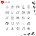 Set of 25 Modern UI Icons Symbols Signs for clothes, signal, trikot, connect, chinese Royalty Free Stock Photo