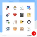 Set of 16 Modern UI Icons Symbols Signs for computing, brower, streets, file, sample flask