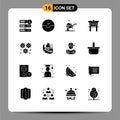 Set of 16 Modern UI Icons Symbols Signs for configuration, wheel, vehicle, cog, china