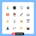 Set of 16 Modern UI Icons Symbols Signs for construction, security, party, locked, mail