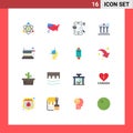 Set of 16 Modern UI Icons Symbols Signs for cooking, money, mobile, bank, city