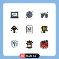 Set of 9 Modern UI Icons Symbols Signs for cooking, taxi stand, control pad, taxi, cabin
