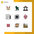 Set of 9 Modern UI Icons Symbols Signs for cpu, write, bank, paper, letter