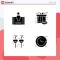 Set of 4 Modern UI Icons Symbols Signs for customer, dangling earrings, social, free, compass