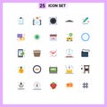 Set of 25 Modern UI Icons Symbols Signs for cut, male, shop, movember, moustache