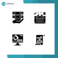 Set of 4 Commercial Solid Glyphs pack for data, color, control, gift, format