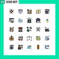 Set of 25 Modern UI Icons Symbols Signs for development, success, currency, laurel wheat, achieve