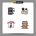 Set of 4 Modern UI Icons Symbols Signs for digital, enrgy, fitness, muscle, jam