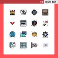 Set of 16 Modern UI Icons Symbols Signs for direction, arrow, devices, drawer, archive