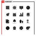 Set of 16 Modern UI Icons Symbols Signs for dollar, day and night, love, clock, tecnology