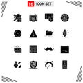 Set of 16 Modern UI Icons Symbols Signs for dollar, globe, report, world, gadget