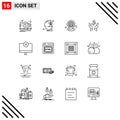 Set of 16 Modern UI Icons Symbols Signs for dollar, grow, gps, business, navigation