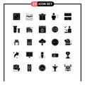 Set of 25 Modern UI Icons Symbols Signs for editing, details, gift, body, analytics