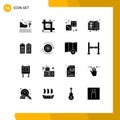 Set of 16 Modern UI Icons Symbols Signs for education, e book, programing, book, gambling