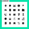 Set of 25 Modern UI Icons Symbols Signs for electric, power, music, server, digital