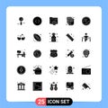 Set of 25 Modern UI Icons Symbols Signs for electronics, paper, setting, file, document