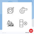 Set of 4 Modern UI Icons Symbols Signs for emot, transport, smiley, delivery, cell