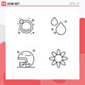 Set of 4 Modern UI Icons Symbols Signs for engagement, sports, water, football, herb