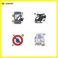 Set of 4 Modern UI Icons Symbols Signs for exchange, no, online trade, helicopter, water