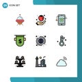 Set of 9 Modern UI Icons Symbols Signs for finance, currency, healthy, bank, network