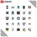 Set of 25 Modern UI Icons Symbols Signs for finance, dollar, carnival, eye, nature