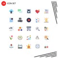 Set of 25 Modern UI Icons Symbols Signs for finance, heart, education, broken, bandage