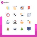 Set of 16 Modern UI Icons Symbols Signs for find, business, camping, winner, prize