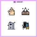 Set of 4 Modern UI Icons Symbols Signs for fingers, food, drink, close, fruit juice